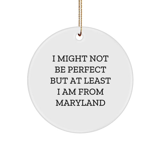 Maryland Circle Ornament, 'I Might Not Be Perfect' Funny Quote, Gifts for Friends, Family, Coworkers, Unique Christmas Memorable Present - Image 1