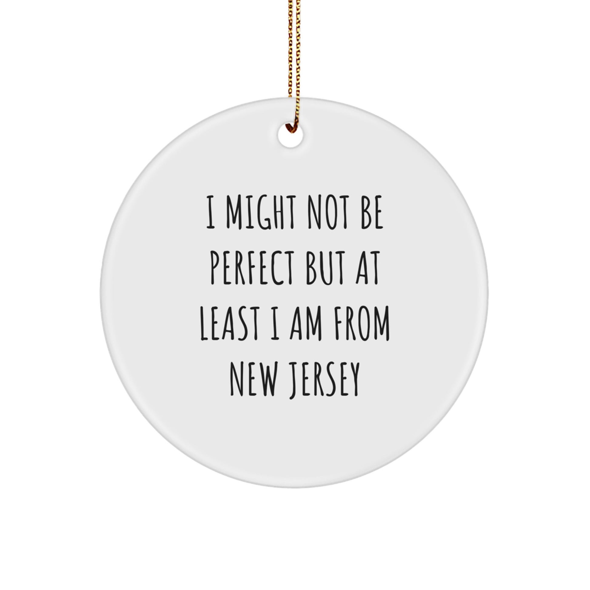 New Jersey Gifts from Friends and Family, Funny Circle Ornament for Christmas Unique Gifts - Image 1