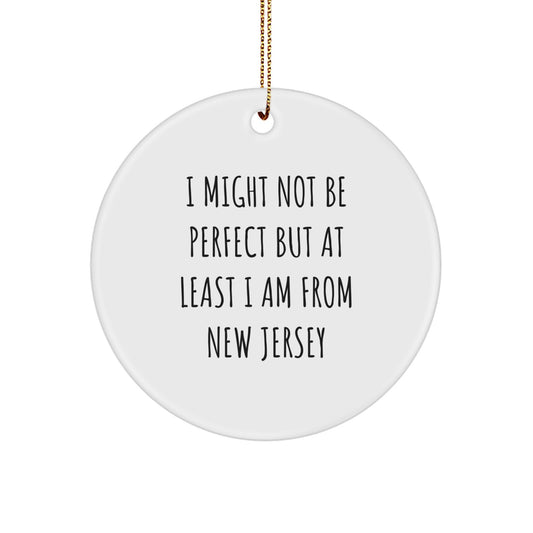 New Jersey Gifts from Friends and Family, Funny Circle Ornament for Christmas Unique Gifts - Image 1