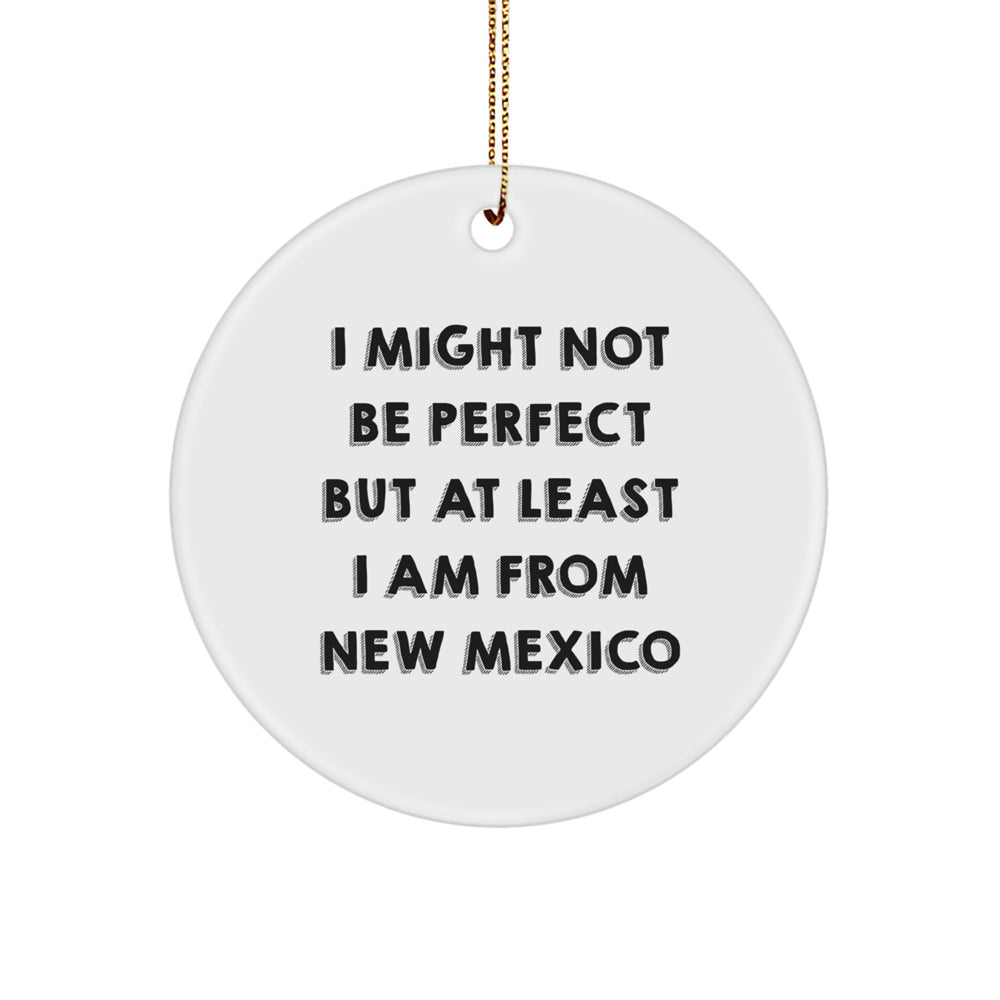 Funny New Mexico Circle Ornament Gifts from Friends and Family - 'I Might Not Be Perfect But At Least I Am From New Mexico' Christmas Unique Gifts - Image 1