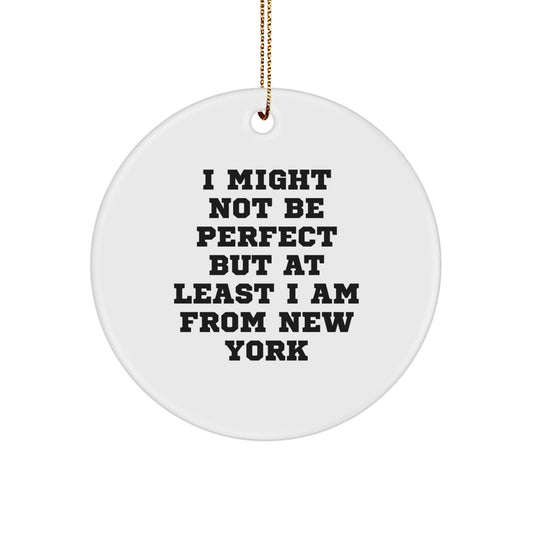 New York Circle Ornament, Funny Gift for Friends from New York, Christmas Unique Gifts from the Big Apple - Image 1