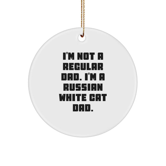 Funny Russian White Cat Dad Christmas Circle Ornament Gifts for Russian White Cat Lovers from Men - Image 1