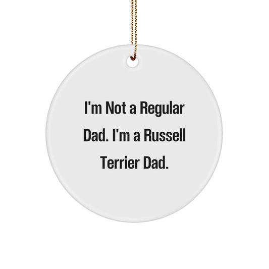Funny Russell Terrier Dog Circle Ornament Gifts from Dad to Russell Terrier Dog Lover for Christmas Unique Decorations - Image 1