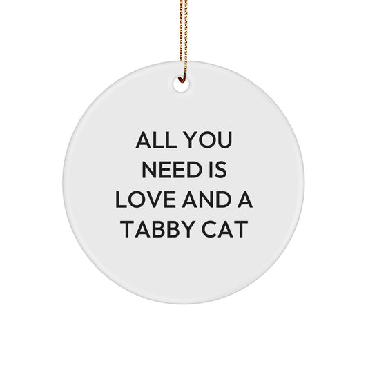 Funny Tabby Cat Gifts from Friends - Circle Ornament for Tabby Cat Lovers at Christmas - Image 1