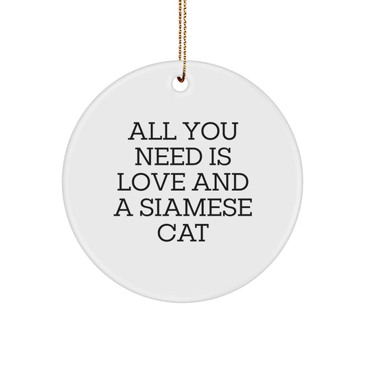 Funny Siamese Cat Christmas Circle Ornament Gifts for Friends from Men, Unique Christmas Unique Gifts from Women for Siamese Cat Lovers - Image 1