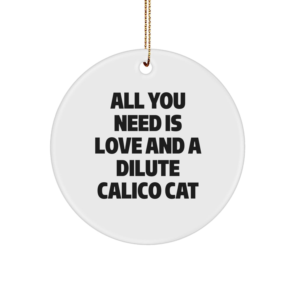 Dilute Calico Cat Lover Gifts, Funny Quote Circle Ornament for Men, Women, Friends, Family - All You Need Is Love And A Dilute Calico Cat Christmas Unique Gifts - Image 1