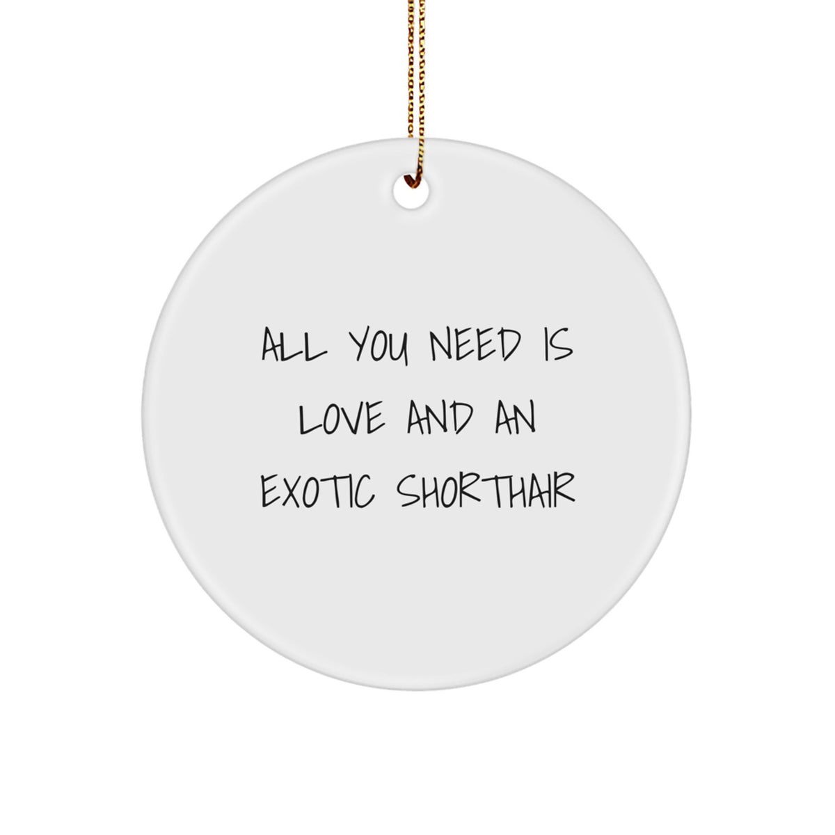Funny Exotic Shorthair Cat Gifts from Friends for Christmas Unique Circle Ornament, All You Need Is Love And An Exotic Shorthair - Image 1