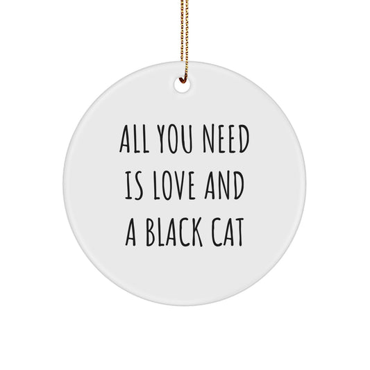 Funny Black Cat Circle Ornament Gifts for Black Cat Lovers Christmas Unique Decorations from Friends and Family - Image 1