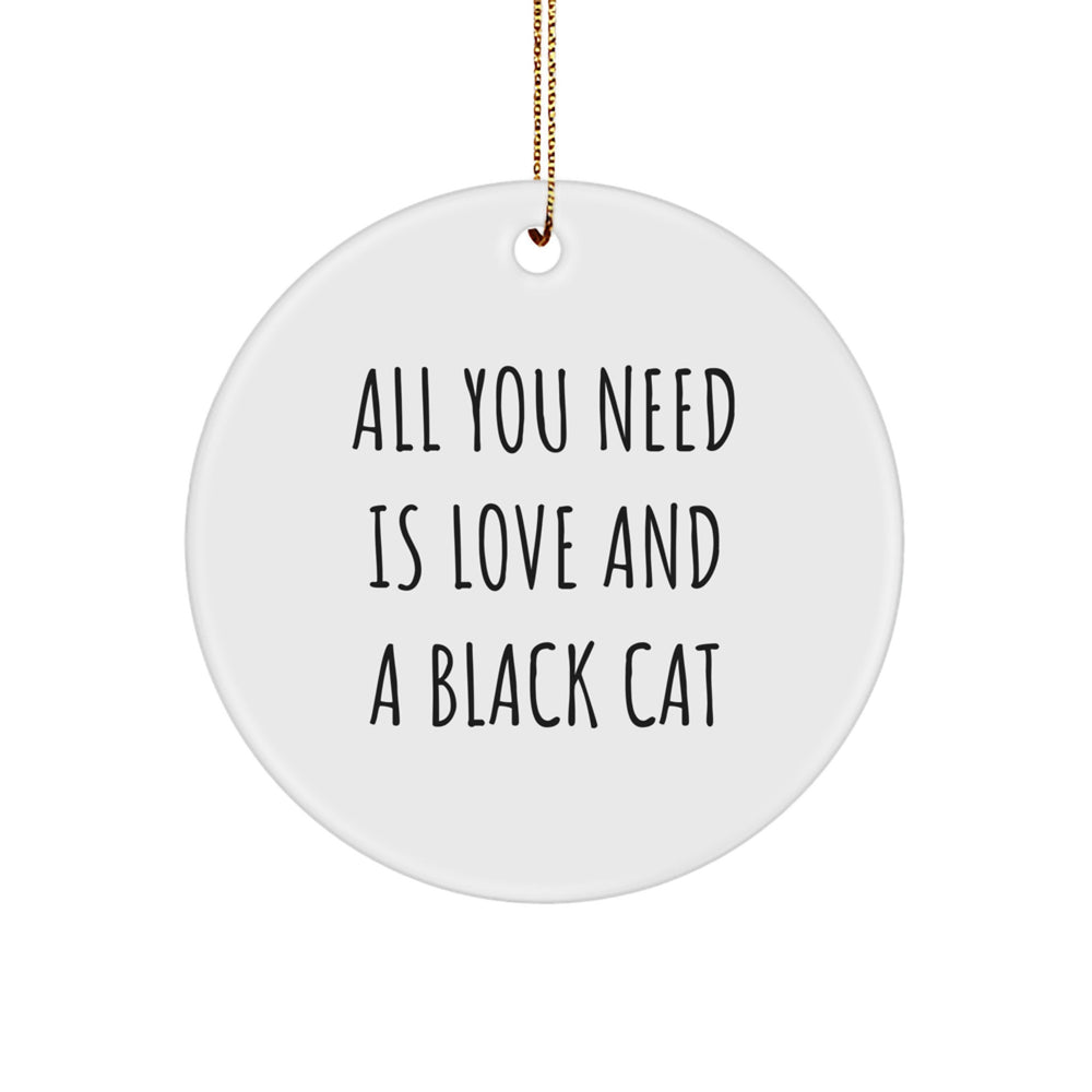 Funny Black Cat Circle Ornament Gifts for Black Cat Lovers Christmas Unique Decorations from Friends and Family - Image 1