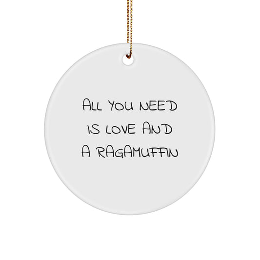 Ragamuffin Cat Christmas Circle Ornament Gifts from Friends and Family - All You Need Is Love And A Ragamuffin - Image 1