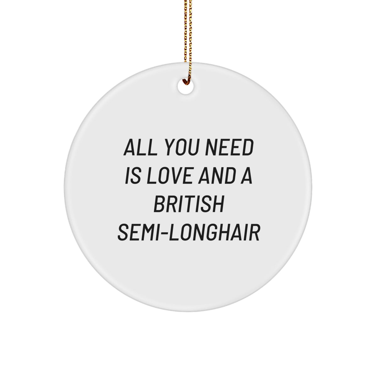 British Semi-Longhair Cat Enthusiasts Gifts from Men and Women to Family and Friends - Circle Ornament, 'All You Need Is Love And A British Semi-longhair' Christmas Unique Gift - Image 1