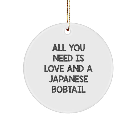 Japanese Bobtail Cat Love Gifts for Friends, Family, or Coworkers - Inspirational Christmas Circle Ornament - Image 1