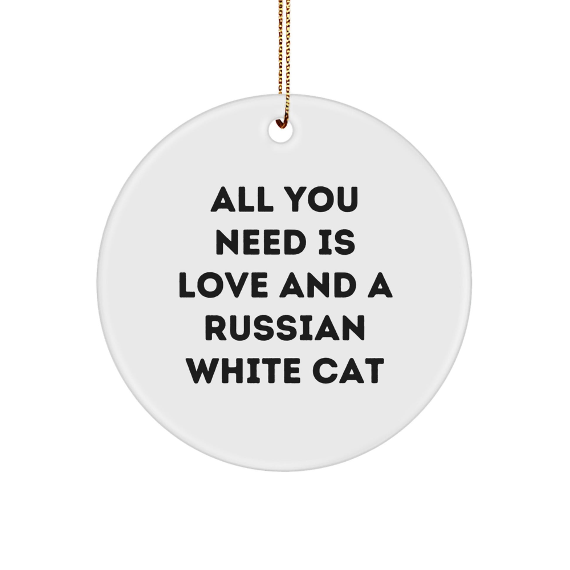 Russian White Cat Circle Ornament Gifts from Friends and Family for Christmas Unique Russian White Cat Lover - Image 1