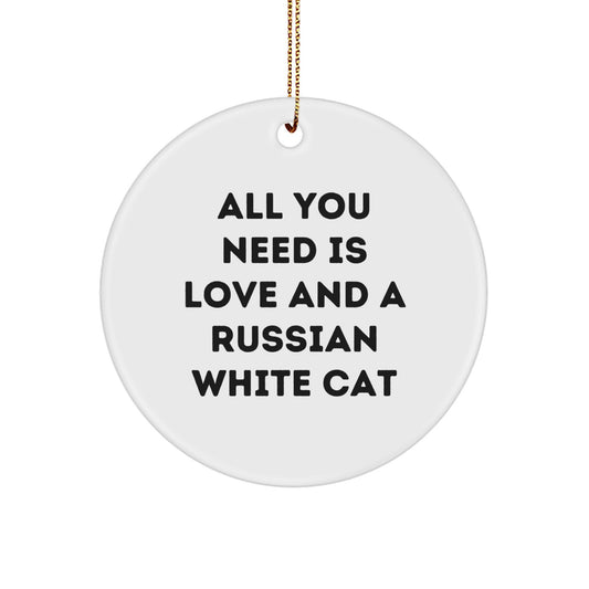 Russian White Cat Circle Ornament Gifts from Friends and Family for Christmas Unique Russian White Cat Lover - Image 1