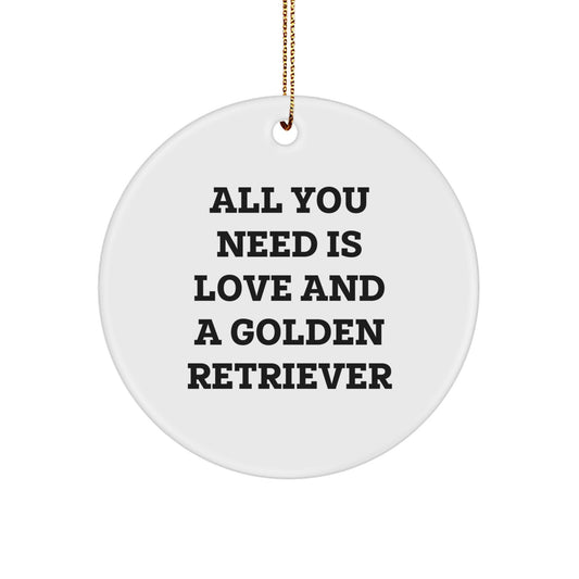 Golden Retriever Dog Lover's Christmas Unique Gifts from Family to Friends - Inspirational Circle Ornament with Love Quote - Image 1