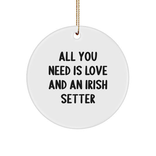 Christmas Unique Gift Irish Setter Dog White Ornament for Her Present - Image 1