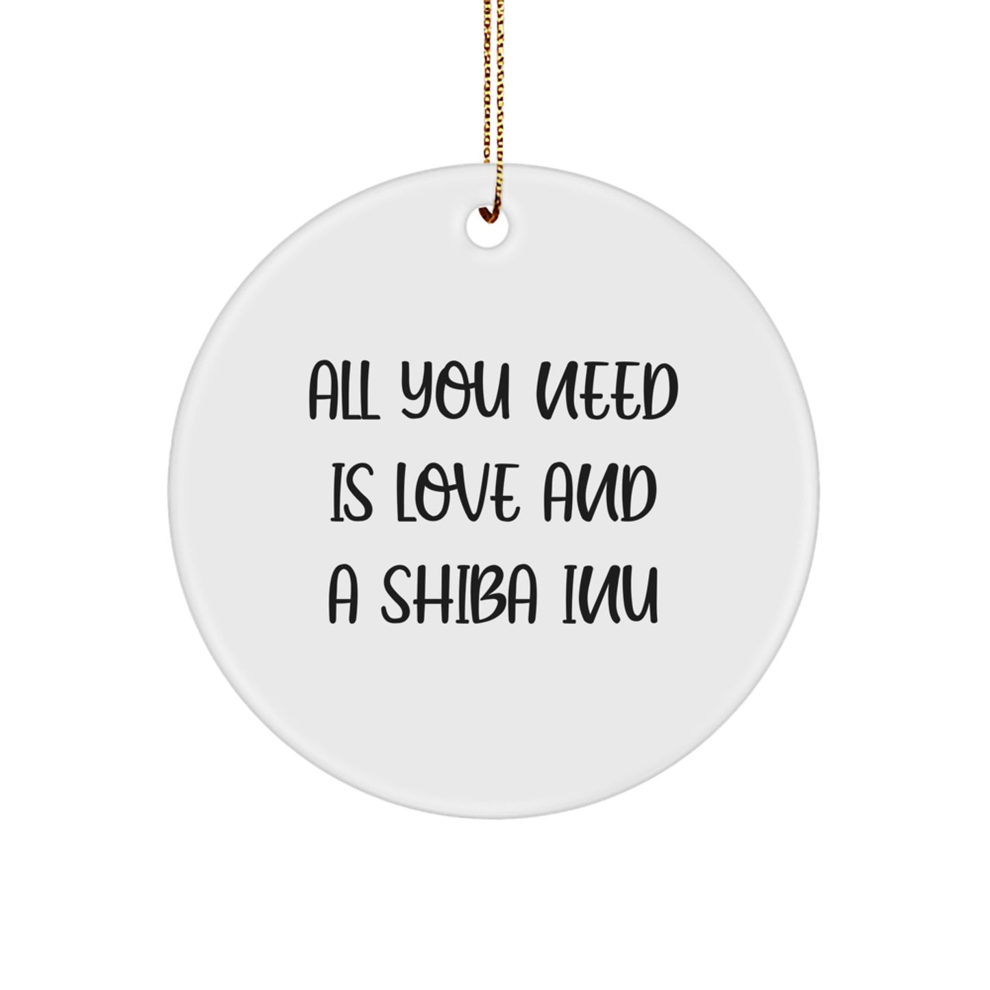 Christmas Unique Gift Love and Shiba Inu for Her Circle Ornament Present - Image 1