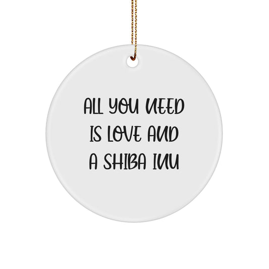 Christmas Unique Gift Love and Shiba Inu for Her Circle Ornament Present - Image 1