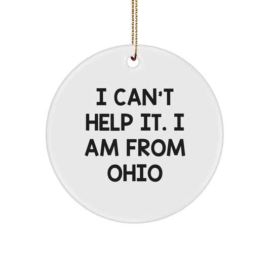 Funny Quote Ohio Gifts Circle Ornament, Gifts from Family to Friends for Ohio, Unique Christmas Decorations, Ohio Circle Ornament with Quote, Ohio Gift for Men Women Friends - Image 1