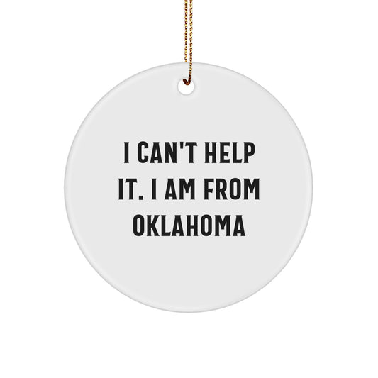 Funny Oklahoma Gifts from Friends and Family for Oklahoma - Oklahoma Circle Ornament, Cute Christmas Unique Gifts - Image 1