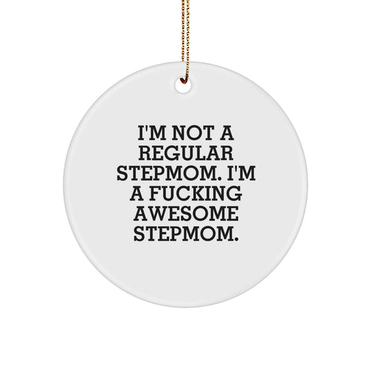 Funny Stepmom Gifts from Men for Stepmom Inspirational Christmas Unique Circle Ornament - Image 1