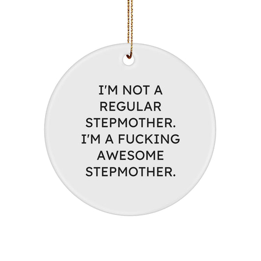 Funny Stepmother Gifts from Men to Stepmother, Unique Circle Ornament for Stepmother, Christmas Home Decor - Image 1