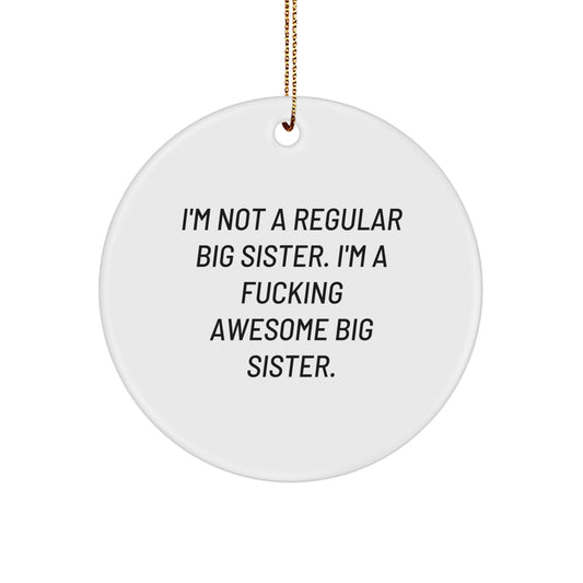 Bold Big Sister Christmas Ornament for Grandma Gift Circle White Novelty - Image 1