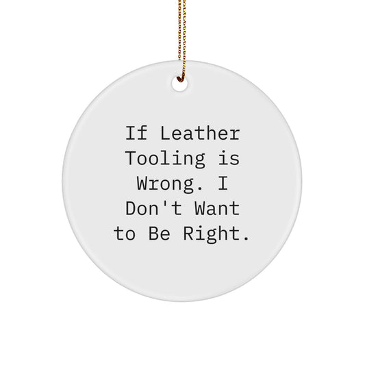 Unique Leather Tooling Circle Ornament Gifts from Friends Christmas - Image 1
