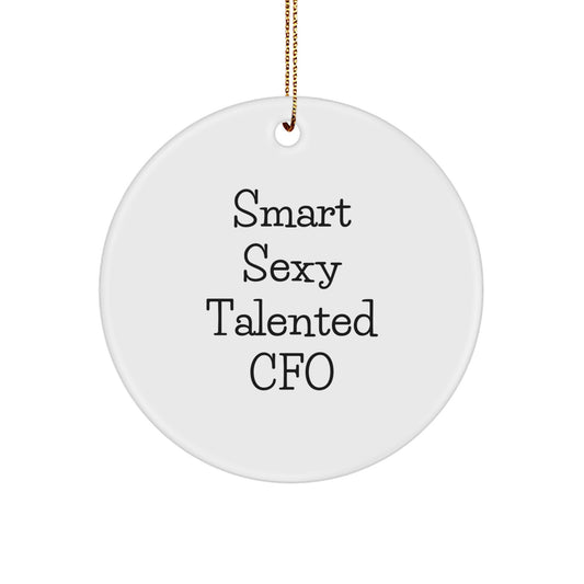 Funny CFO Gifts for Friends, Family and Coworkers, 'Smart Sexy Talented Cfo' Circle Ornament, Perfect for Christmas Unique Gifts - Image 1