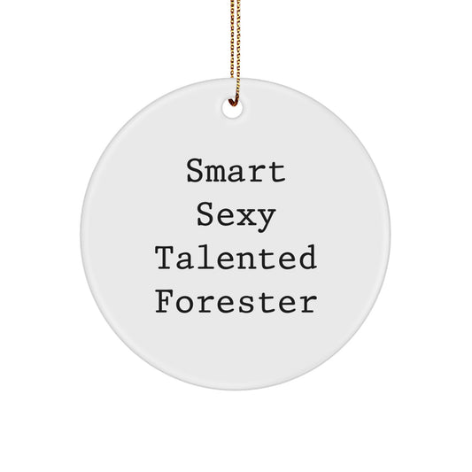 Funny 'Smart Sexy Talented' Forester Circle Ornament Gifts from Friends and Family for Christmas Unique Presents - Image 1