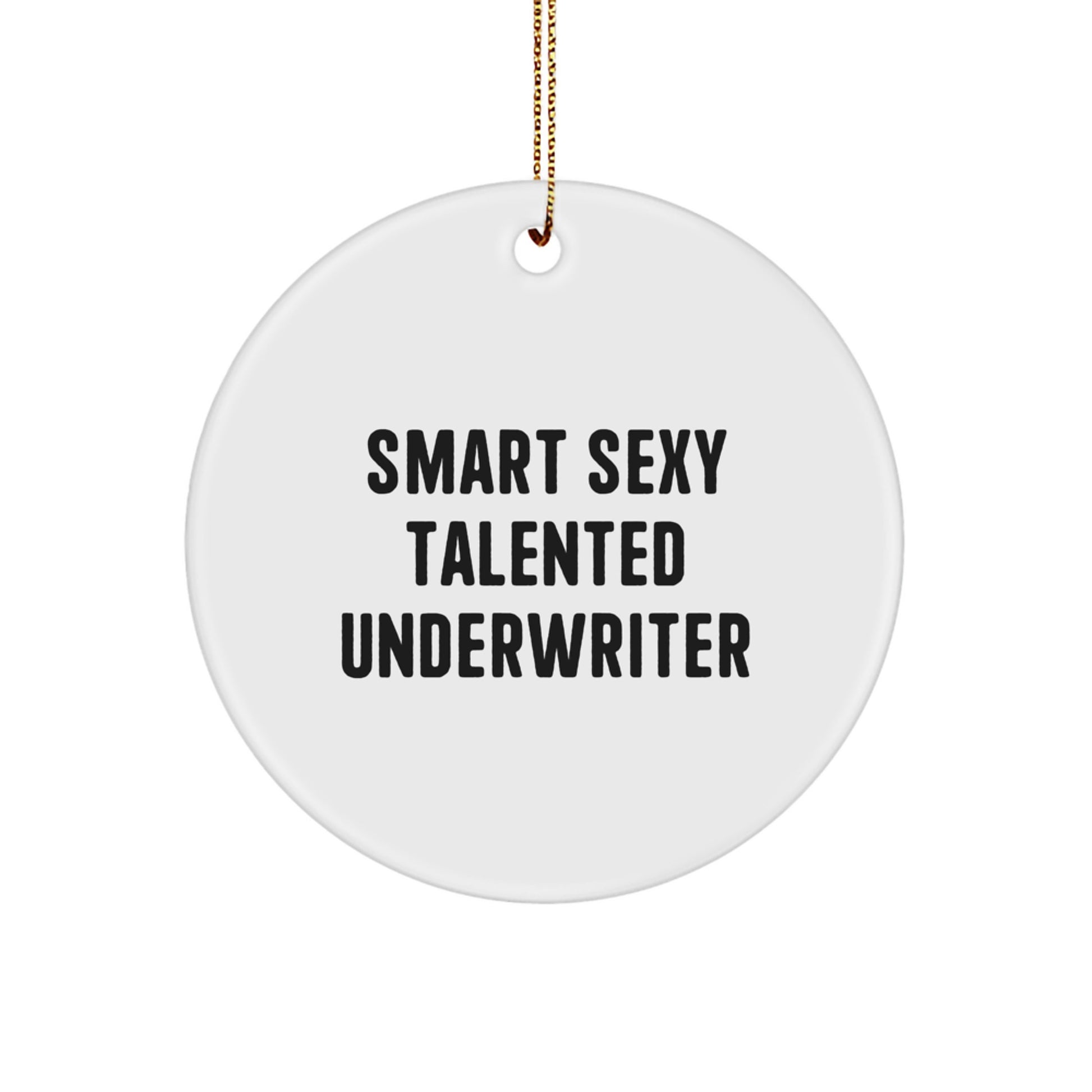Gifts from Friends, Smart Sexy Talented Underwriter, Underwriter Christmas Circle Ornament - 'Smart Sexy Talented Underwriter' Quote - Image 1
