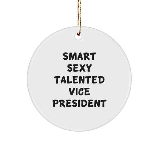 Funny Vice President Gifts from Friends for Christmas Unique Circle Ornament Smart Sexy Talented - Image 1