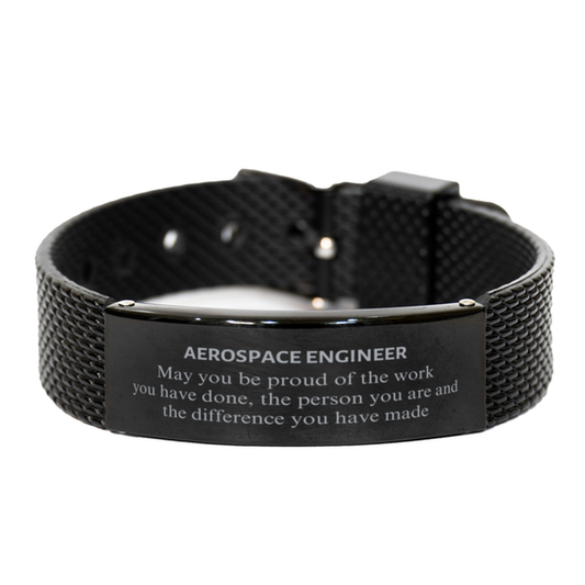 Aerospace Engineer Black Shark Mesh Bracelet - May You Be Proud | Retirement Gift