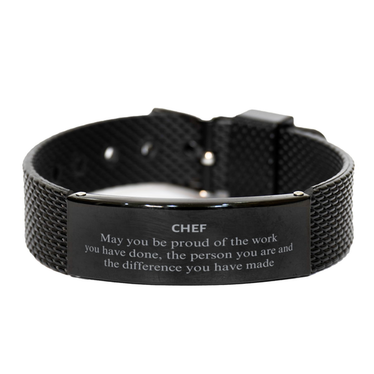 Chef May you be proud of the work you have done, Retirement Chef Black Shark Mesh Bracelet for Colleague Appreciation Gifts Amazing for Chef
