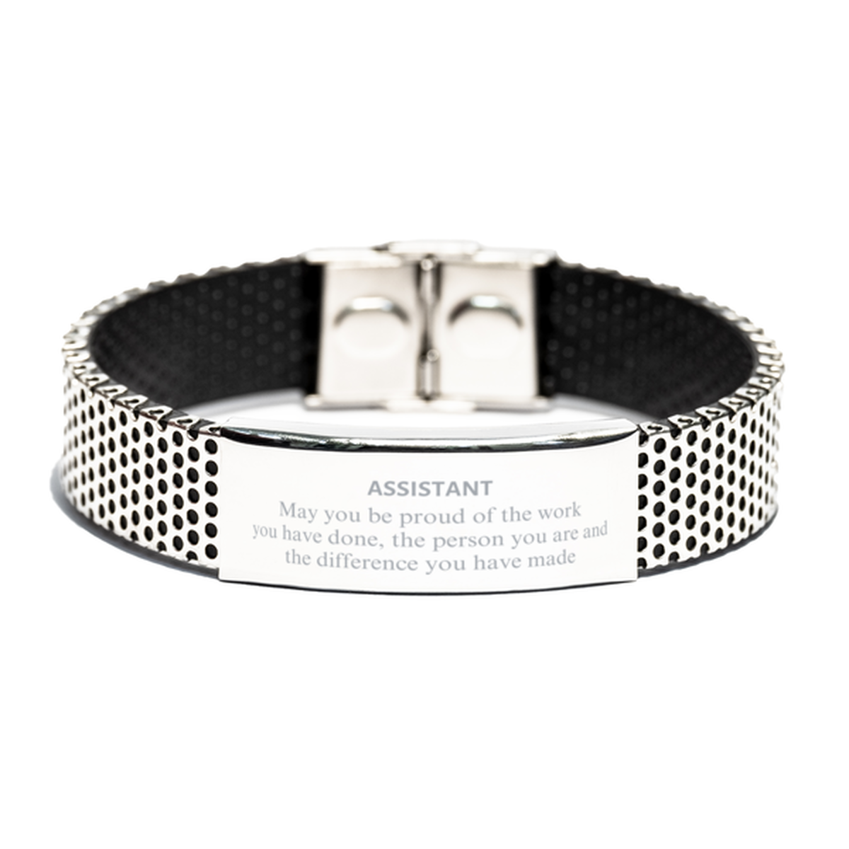 Assistant May you be proud of the work you have done, Retirement Assistant Stainless Steel Bracelet for Colleague Appreciation Gifts Amazing for Assistant