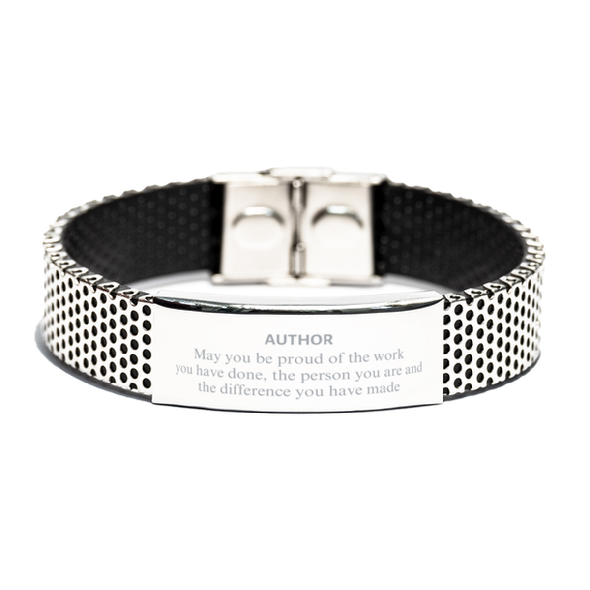 Author May you be proud of the work you have done, Retirement Author Stainless Steel Bracelet for Colleague Appreciation Gifts Amazing for Author