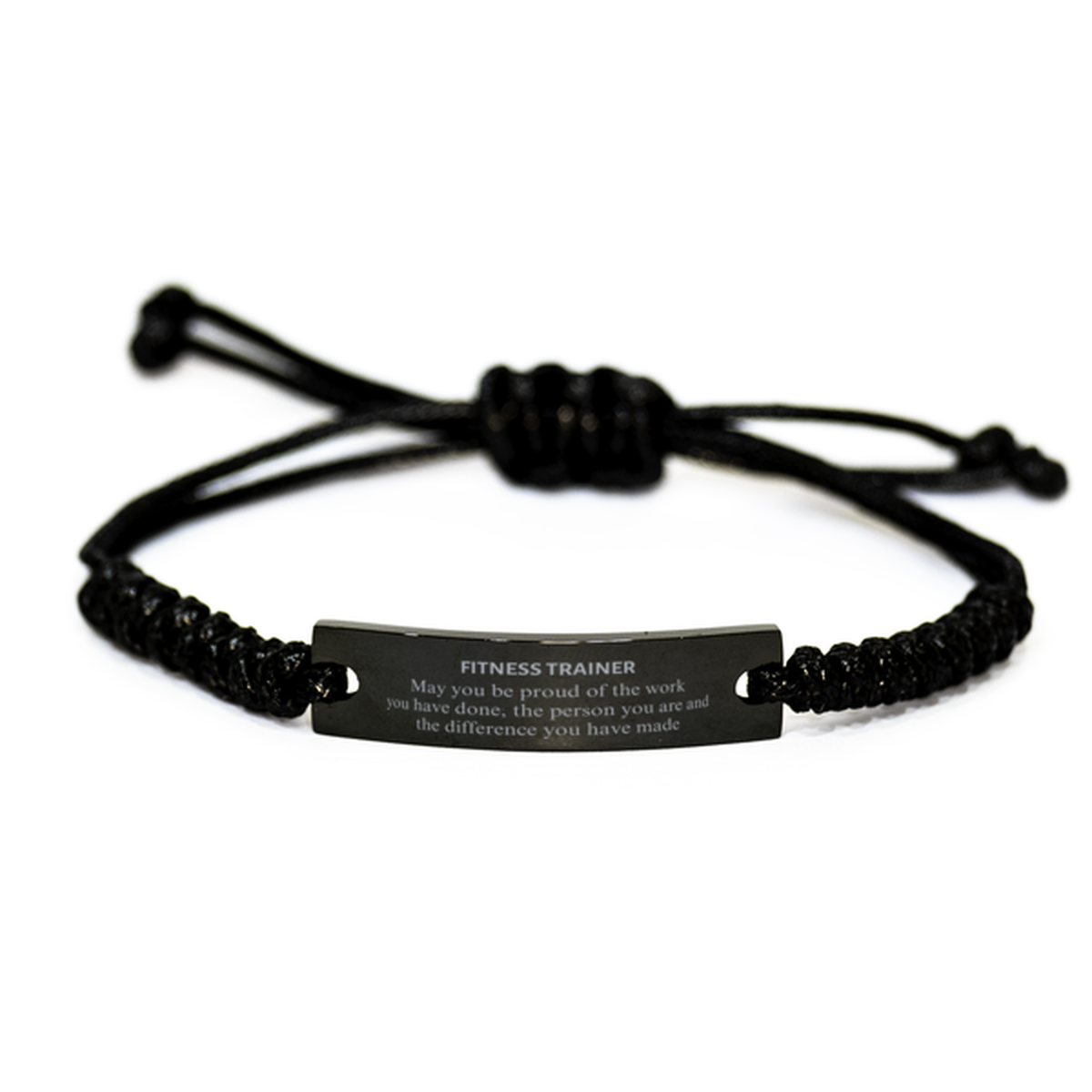 Fitness Trainer Black Rope Bracelet - May You Be Proud | Retirement Gift