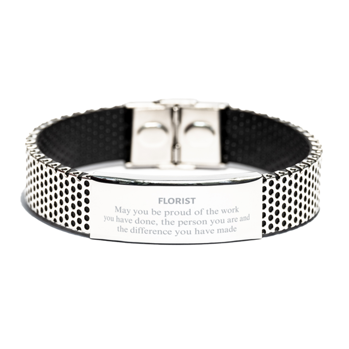 Florist May you be proud of the work you have done, Retirement Florist Stainless Steel Bracelet for Colleague Appreciation Gifts Amazing for Florist