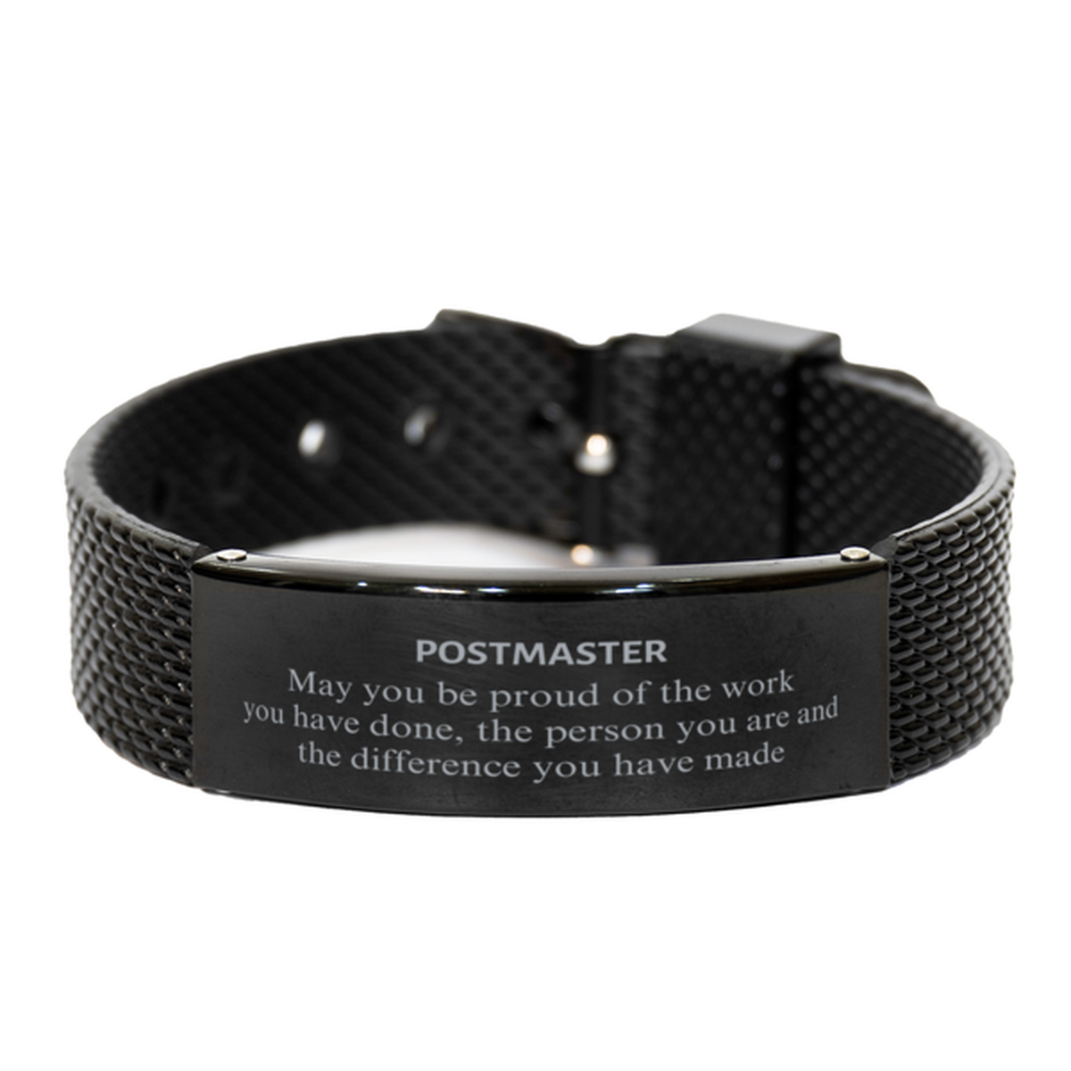 Postmaster May you be proud of the work you have done, Retirement Postmaster Black Shark Mesh Bracelet for Colleague Appreciation Gifts Amazing for Postmaster