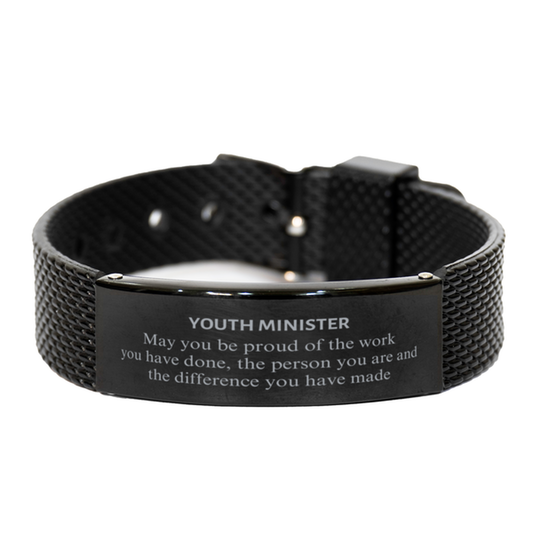 Youth Minister Black Engraved Bracelet - May You Be Proud | Retirement Gift