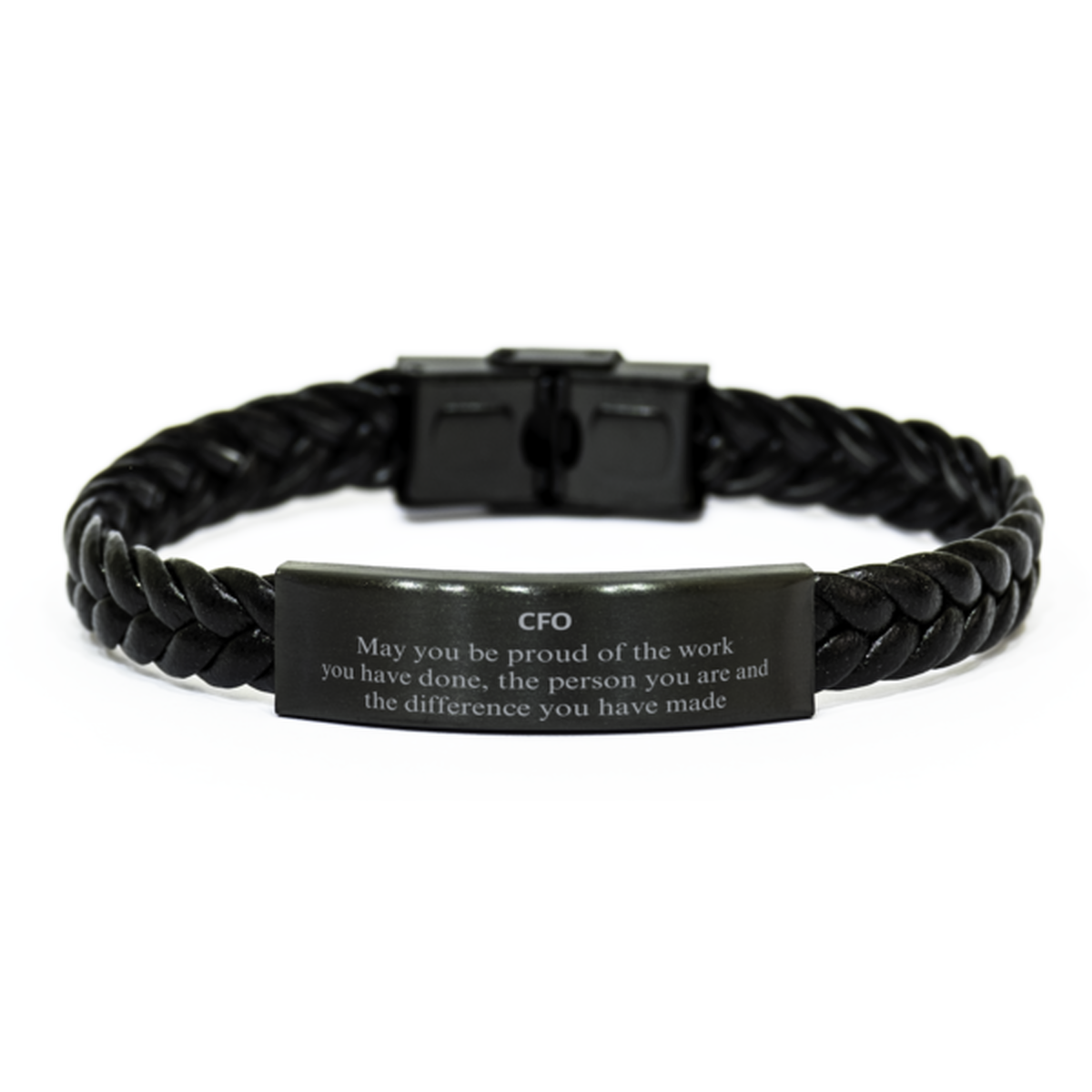 CFO May you be proud of the work you have done, Retirement CFO Braided Leather Bracelet for Colleague Appreciation Gifts Amazing for CFO