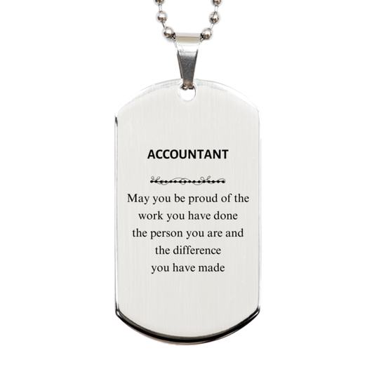 Accountant Silver Dog Tag Necklace - May You Be Proud | Retirement Gift