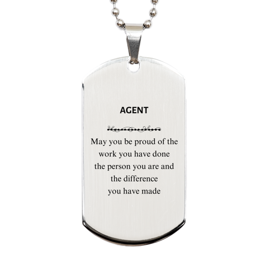 Agent Silver Dog Tag Necklace - Proud of the Work You Have Done | Retirement Gift