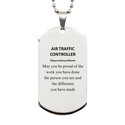 Air Traffic Controller Silver Dog Tag Necklace - May You Be Proud | Retirement Gift