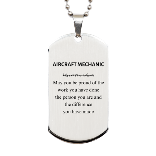 Aircraft Mechanic Silver Dog Tag Necklace - Proud of Your Work | Retirement Gift