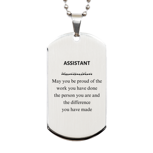 Assistant Silver Dog Tag Necklace - Proud of Your Work | Retirement Gift