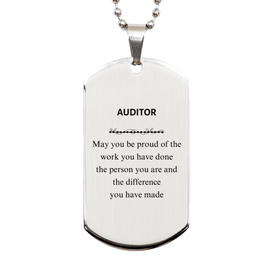 Auditor Silver Dog Tag Necklace - May You Be Proud of Your Work | Retirement Gift