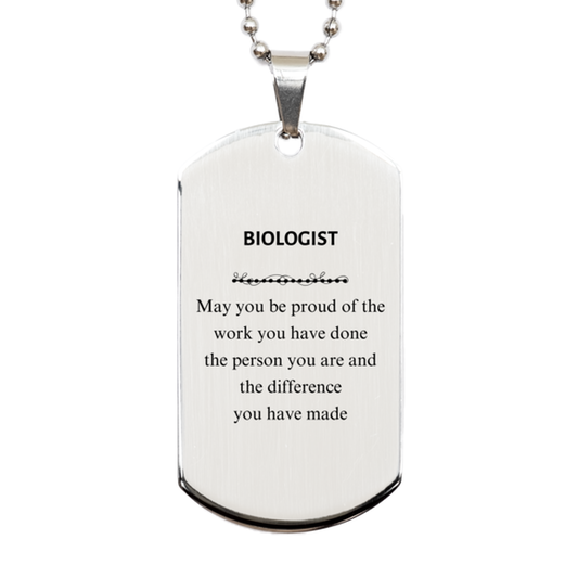 Biologist Silver Dog Tag Necklace - May You Be Proud | Retirement Gift