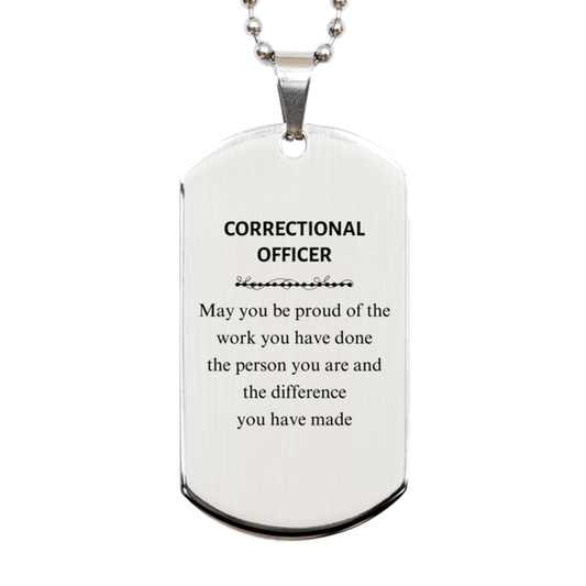Correctional Officer Silver Dog Tag Necklace - Proud of Your Work | Retirement Gift