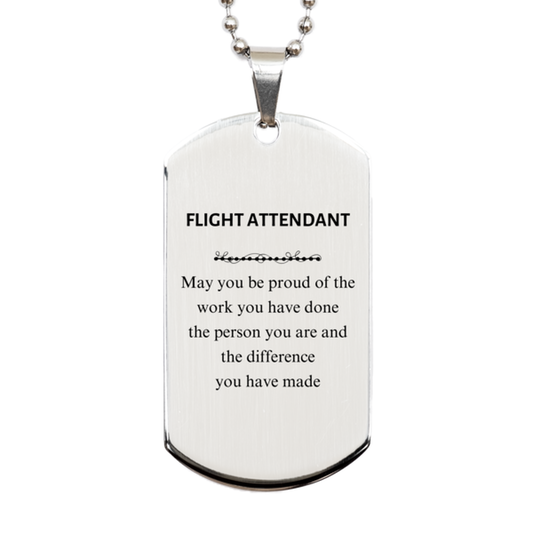 Flight Attendant Silver Dog Tag Necklace - May You Be Proud | Retirement Gift